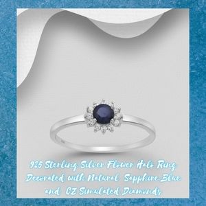 Sapphire Blue Ring With CZ Simulated Diamonds